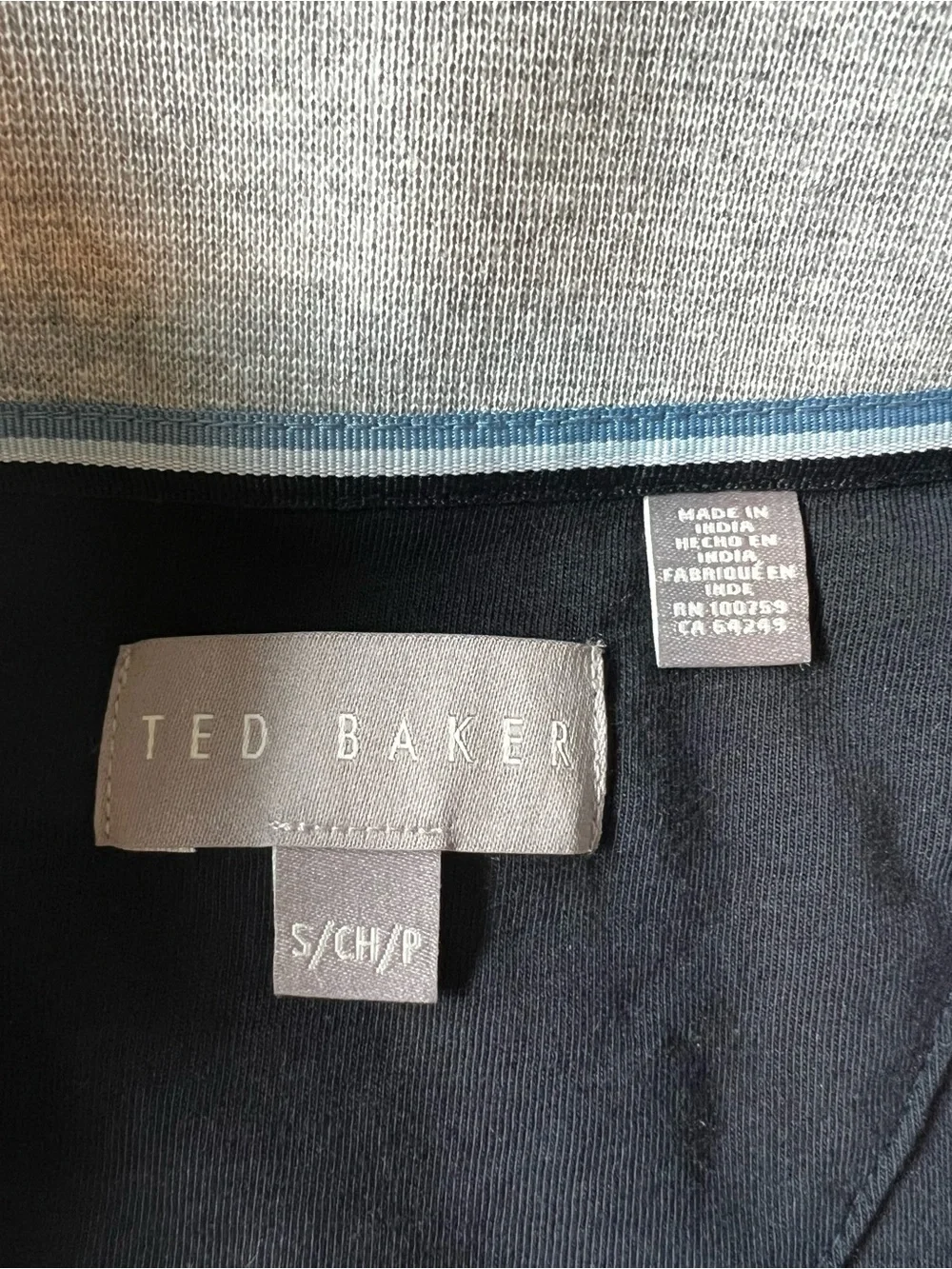 Ted Baker Men's Black and Gray Quarter-Zip Textured Sweatshirt